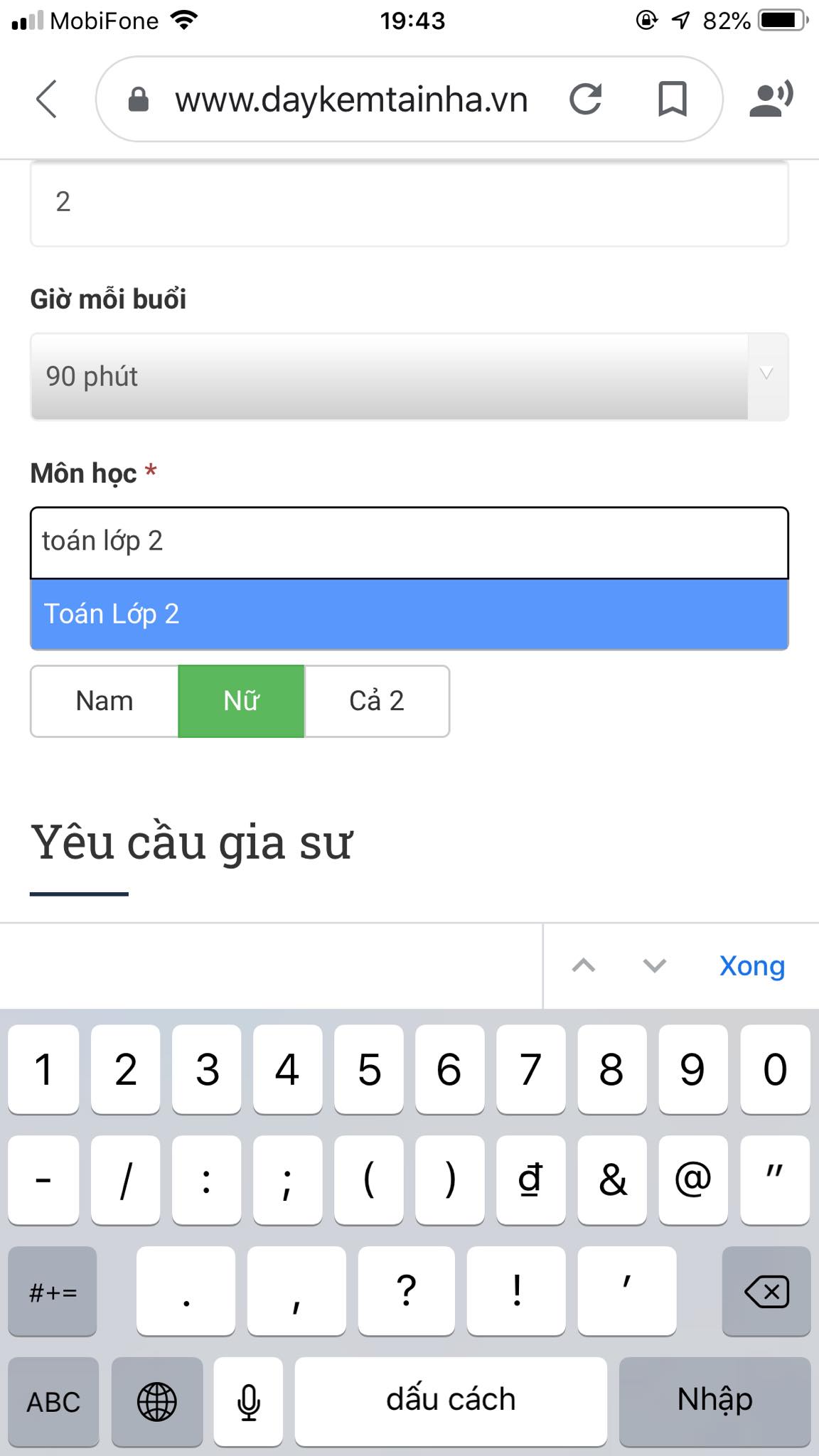 Học phí Toán lớp 2